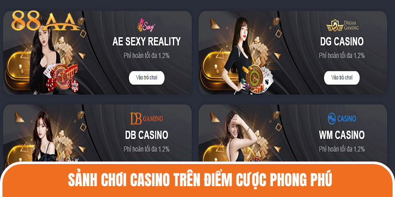 Sảnh chơi Casino trên điểm cược phong phú